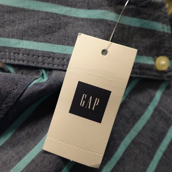 Gap Designed & Crafted “The Shrunken Boyfriend” Shirt Women’s Small Blue Stripe - Picture 3 of 11